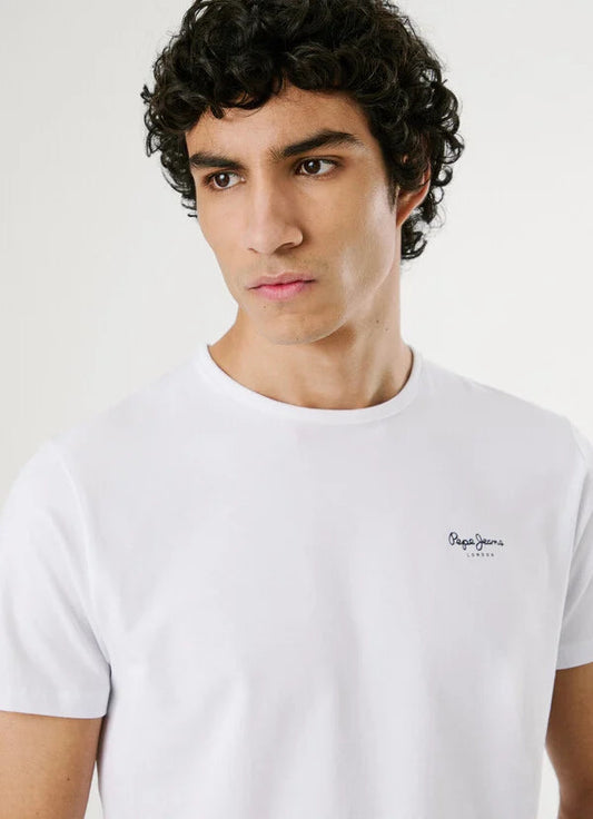 Pepe Jeans t-shirt slim fit con logo stampato da uomo PM5010180 800 bianco