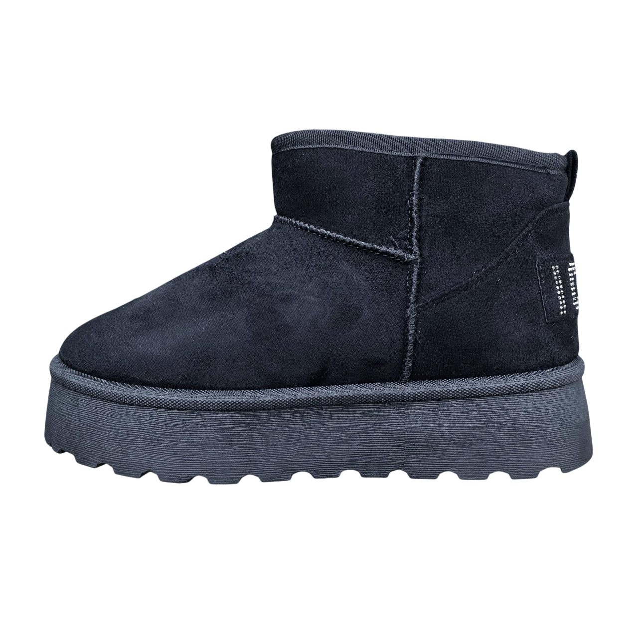 Icon Tronchetto donna IC04416SD nero, nabuk, pelliccia interna e logo brillantino.