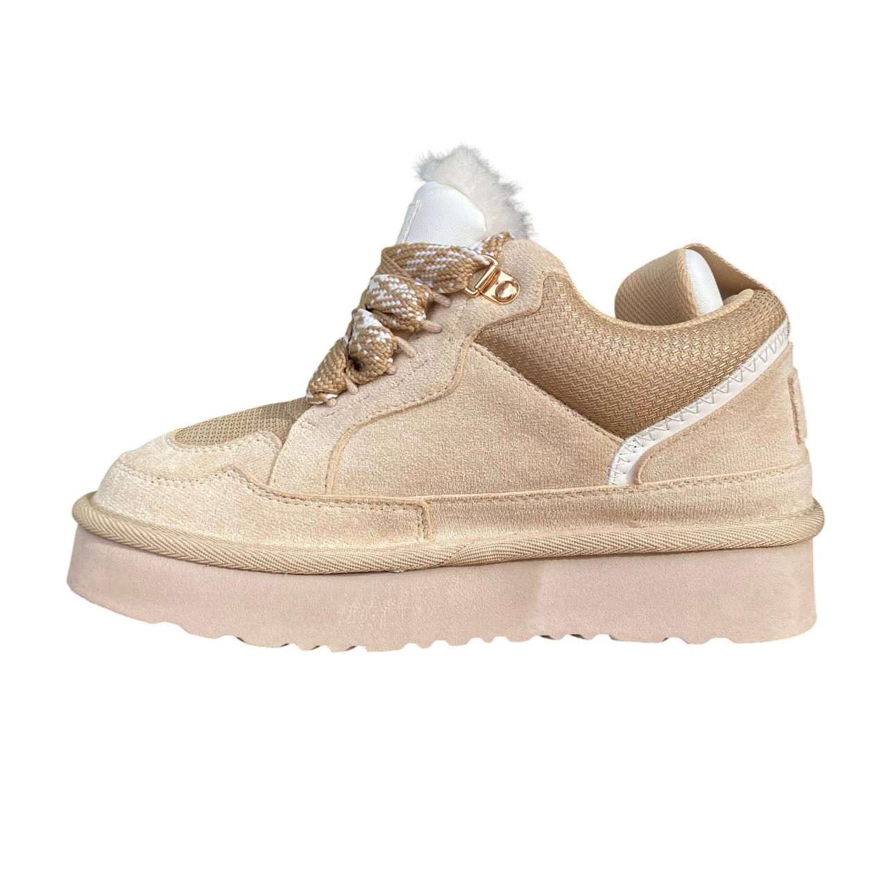 Scarpa Icon donna IC05330SD Beige, eco-pelle e pelliccia interna. Sneakers calde, fondo antiscivolo