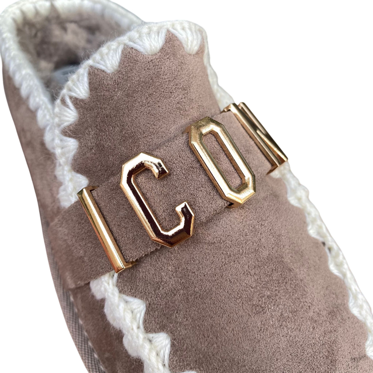 Icon Sabot mocassino donna IC05264SD tortora, nabuk e pelliccia.